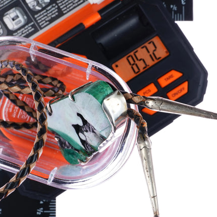 c1950's Modernist silver malachite bolo tie - Estate Fresh Austin