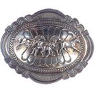 Carson Blackgoat Navajo sterling belt buckle with wild horses - Estate Fresh Austin