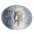 Vintage Sterling silver SSS Native American profile hand engraved belt buckle - Estate Fresh Austin