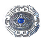 small Vintage Navajo silver nicely stamped belt buckle with lapis - Estate Fresh Austin