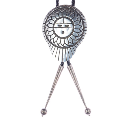 Michael Tahe Navajo sterling sunface bolo tie - Estate Fresh Austin