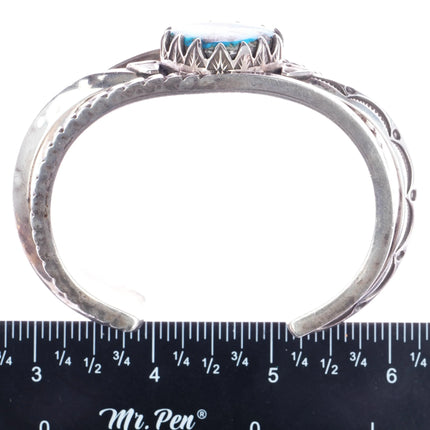7.5" Amazing vintage Morenci turquoise Native American silver cuff bracelet - Estate Fresh Austin