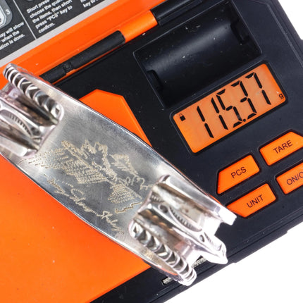 7.5" Amazing vintage Morenci turquoise Native American silver cuff bracelet - Estate Fresh Austin