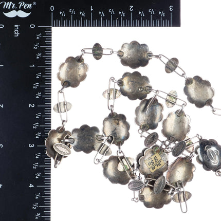 32" 30's-40's Navajo slim silver link concho belt/hatband - Estate Fresh Austin