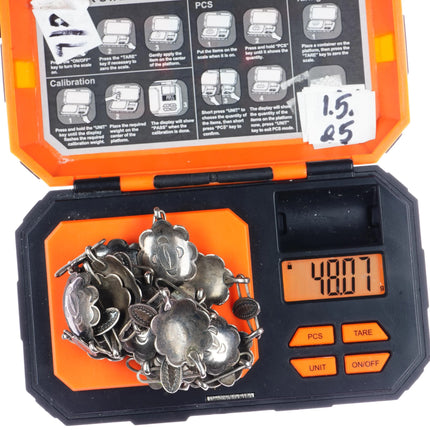 32" 30's-40's Navajo slim silver link concho belt/hatband - Estate Fresh Austin