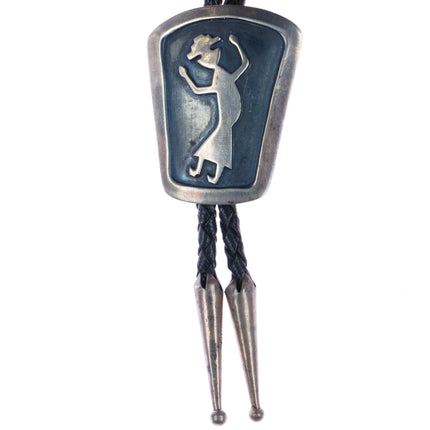 c1950 Navajo silver rainbow man dancer bolo tie - Estate Fresh Austin