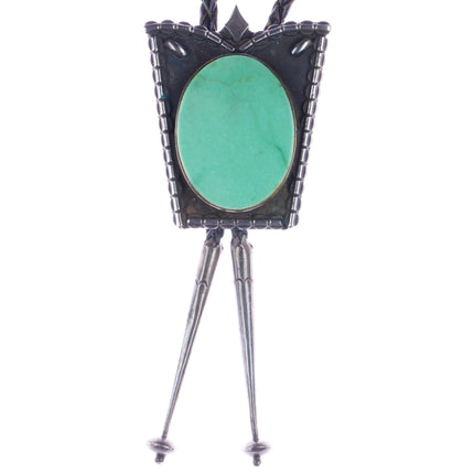 c1960 c-31 Navajo sterling and green turquoise bolo tie - Estate Fresh Austin