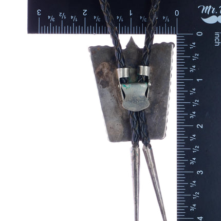 c1960 c-31 Navajo sterling and green turquoise bolo tie - Estate Fresh Austin