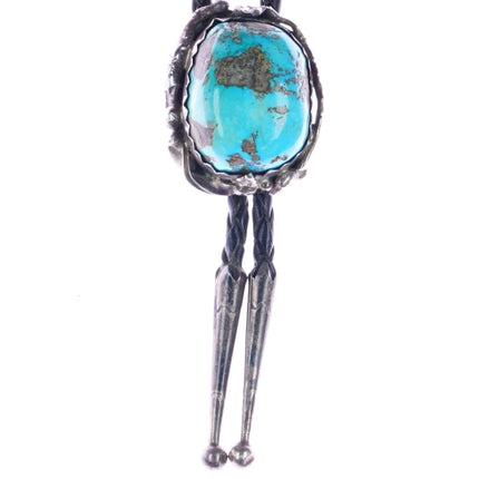 c1960 c-31 Navajo Brutalist sterling turquoise nugget bolo tie - Estate Fresh Austin