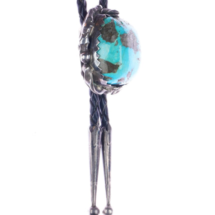 c1960 c-31 Navajo Brutalist sterling turquoise nugget bolo tie - Estate Fresh Austin