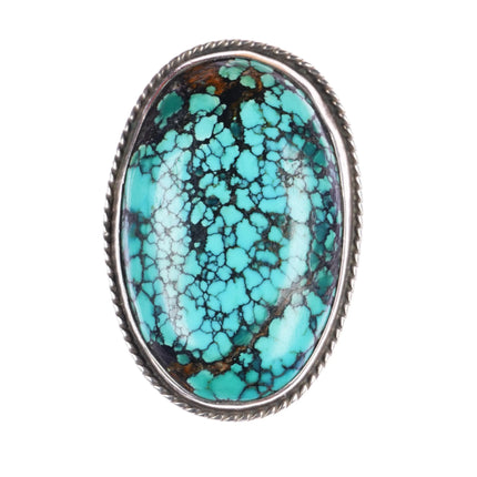 sz8.5 Vintage Navajo spiderweb turquoise sterling silver ring - Estate Fresh Austin