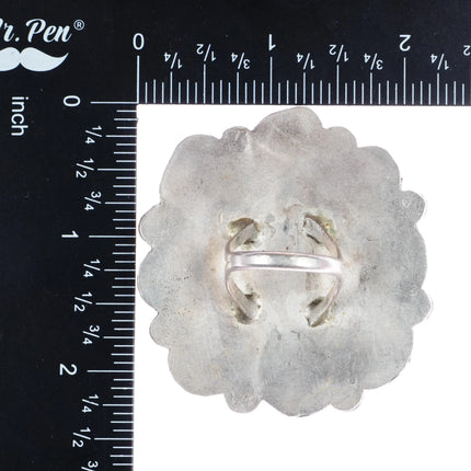 Huge sz9.5 Vintage Navajo silver turquoise cluster ring - Estate Fresh Austin