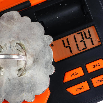 Huge sz9.5 Vintage Navajo silver turquoise cluster ring - Estate Fresh Austin