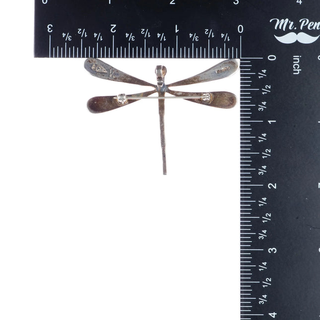 David Rosales Navajo Supersmiths sterling channel inlay dragonfly pendant/pin - Estate Fresh Austin