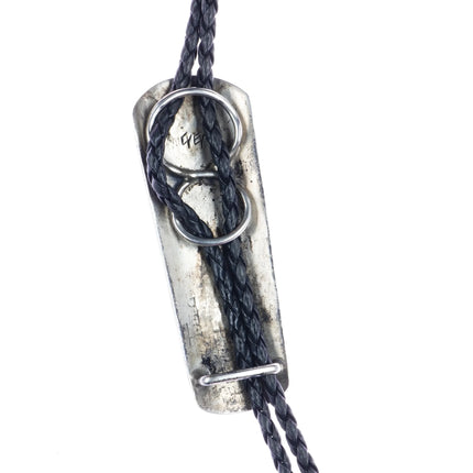 Gary and Elsie Yoyokiei Hopi large sterling bolo tie in overlay style - Estate Fresh Austin