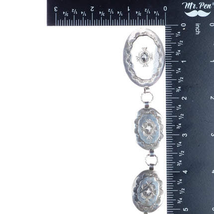 Vintage Navajo Sterling silver link concho belt/hatband with twisted wire rings - Estate Fresh Austin