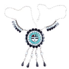 Vintage Massie Zuni sterling channel inlay sunface necklace white mop - Estate Fresh Austin