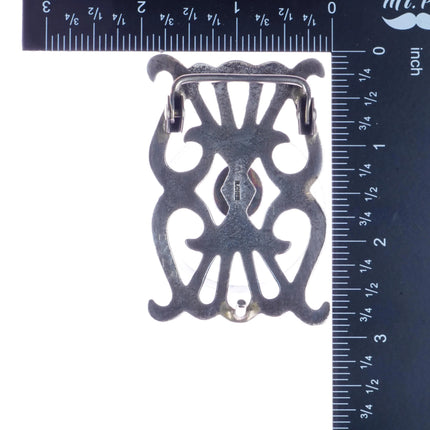 Vintage Rose Chee Navajo Cast silver and turquoise belt buckle - Estate Fresh Austin