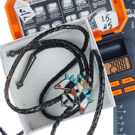 c1960 c-31 Zuni inlay sterling knifewing figural bolo tie - Estate Fresh Austin