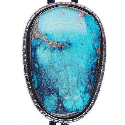 1986 Huge 130ct Bisbee Turquoise sterling silver bolo tie - Estate Fresh Austin