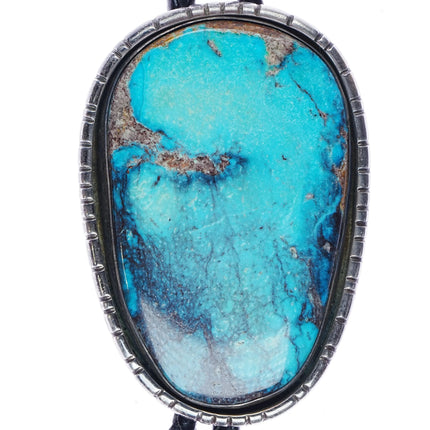 1986 Huge 130ct Bisbee Turquoise sterling silver bolo tie - Estate Fresh Austin