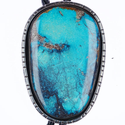 1986 Huge 130ct Bisbee Turquoise sterling silver bolo tie - Estate Fresh Austin