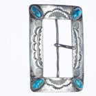 UITA-22 Dean Kirk Trading Post Navajo silver Lone Mountain turquoise belt buckle - Estate Fresh Austin