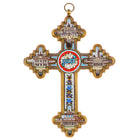 c1900 Antique Italian Grand Tour gilt Bronze Micromosaic cross - Estate Fresh Austin