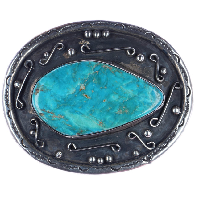 Vintage Navajo Nevada Turquoise sterling belt buckle