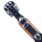 Vintage Zuni Jet and Mother of pearl sterling ranger belt buckle set on Lucchese - Estate Fresh Austin