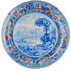 c1840 Linlithgow Palace Staffordshire blue transferware polychrome accent plate 9 5/8