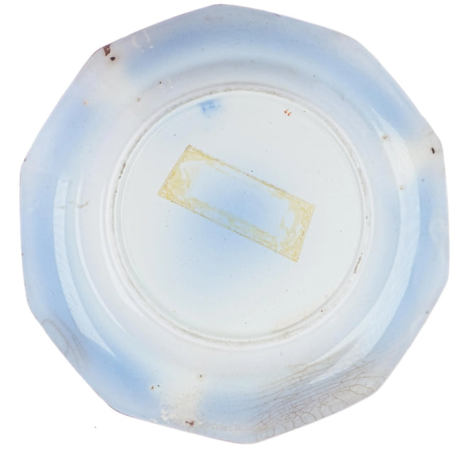 c1840 Staffordshire "Gaudy Ironstone" flow blue plate with floral decoration - Estate Fresh Austin