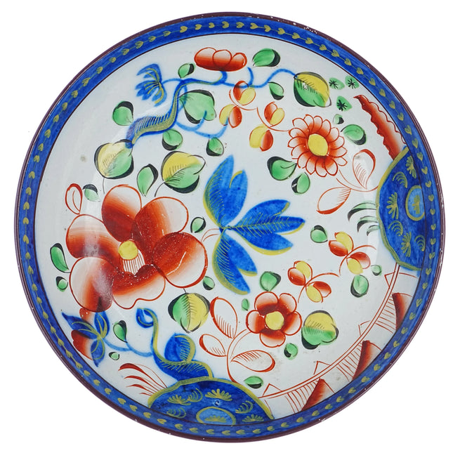 c1830 Staffordshire Gaudy Dutch Single Rose cup and saucer - Estate Fresh Austin