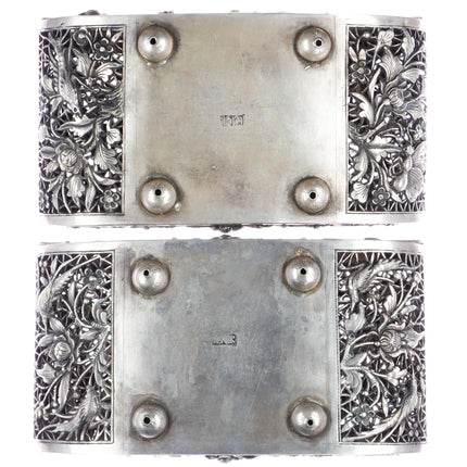 c1900 Large pr Antique Chinese export Silver pierced boxes - Estate Fresh Austin