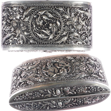 c1900 Large pr Antique Chinese export Silver pierced boxes - Estate Fresh Austin