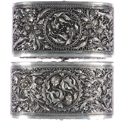 c1900 Large pr Antique Chinese export Silver pierced boxes - Estate Fresh Austin