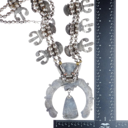 Vintage Saguaro Cactus sterling, turquoise, and coral squash blossom necklace - Estate Fresh Austin