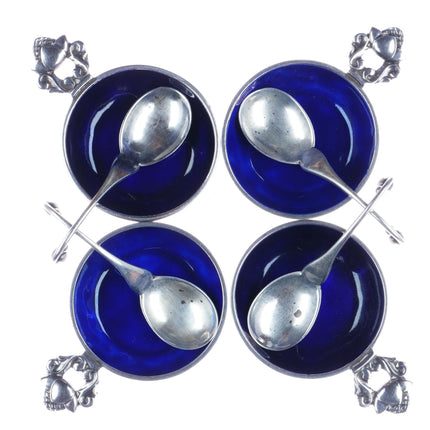 Johan Rohde for Georg Jensen Acorn sterling salt cellars 62 w/ 110 spoons - Estate Fresh Austin