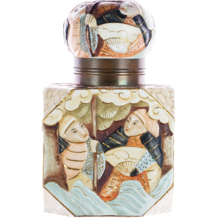 c1890 Royal Rudolstadt Japonesque/Satsuma style large porcelain inkwell - Estate Fresh Austin