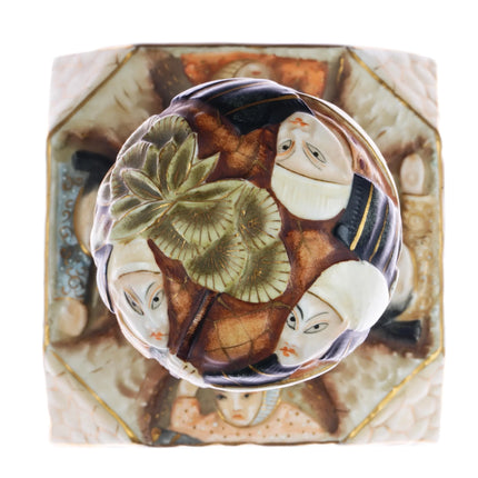 c1890 Royal Rudolstadt Japonesque/Satsuma style large porcelain inkwell - Estate Fresh Austin