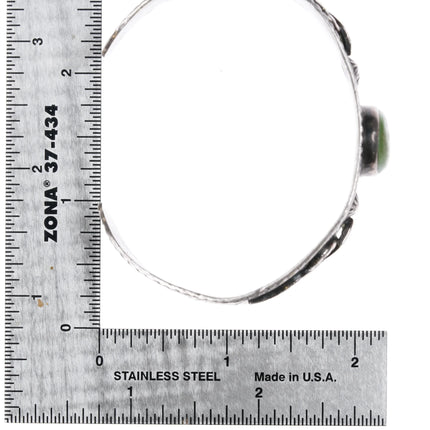 7" 1930's Navajo Fred Harvey Whirling Logs Snakes green turquoise cuff bracelet