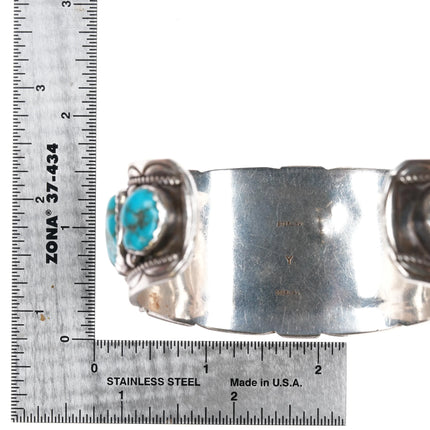7.375" Johnson Yazzie Navajo 70's Sterling turquoise nugget cuff bracelet - Estate Fresh Austin