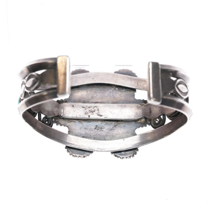 6.625" 1930's Navajo ingot silver turquoise cluster cuff bracelet F Peshlakai? - Estate Fresh Austin