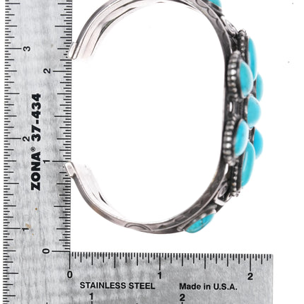 6.625" 1930's Navajo ingot silver turquoise cluster cuff bracelet F Peshlakai? - Estate Fresh Austin