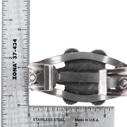 6.625" 1930's Navajo ingot silver turquoise cluster cuff bracelet F Peshlakai? - Estate Fresh Austin