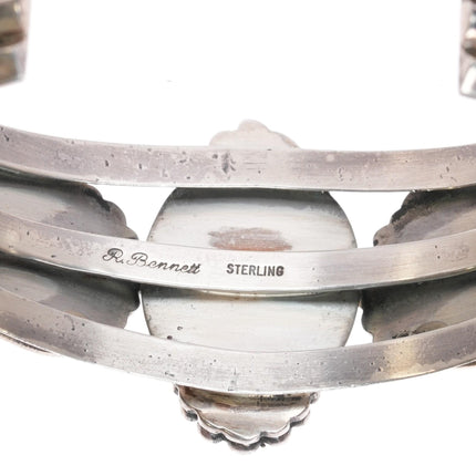 6.625" Ray Bennett Navajo Sterling and turquoise 5 stone cuff bracelet - Estate Fresh Austin