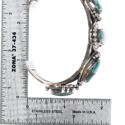6.625" Ray Bennett Navajo Sterling and turquoise 5 stone cuff bracelet - Estate Fresh Austin