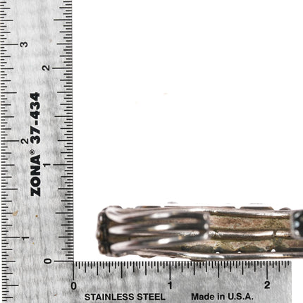 5.75" c1930's Navajo ingot silver Indian Mountain turquoise row cuff bracelet - Estate Fresh Austin