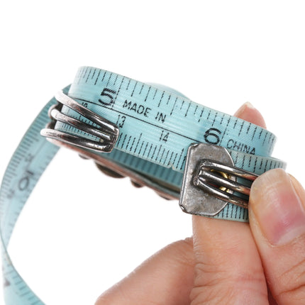 5.75" c1930's Navajo ingot silver Indian Mountain turquoise row cuff bracelet - Estate Fresh Austin