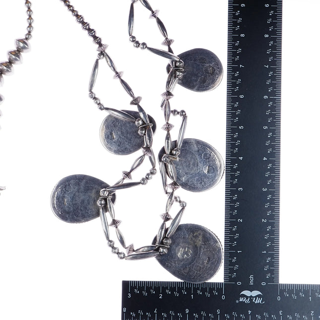 Large 1974 Navajo silver, turquoise, and coral necklace - Estate Fresh Austin